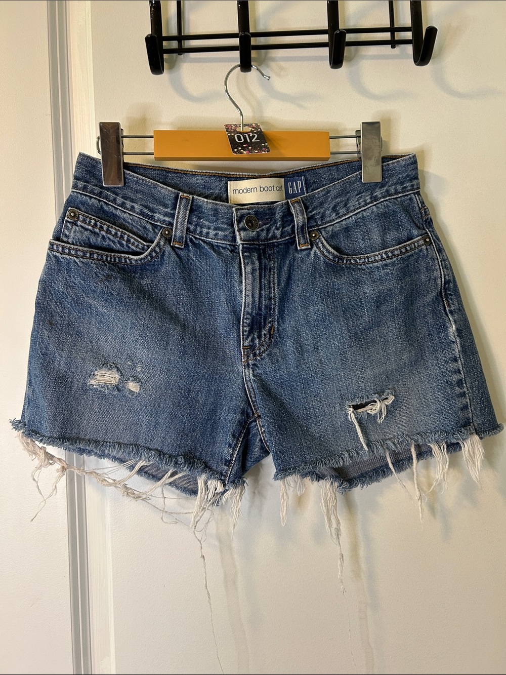 12. GAP Women's Frayed Distressed Denim Shorts - Blue